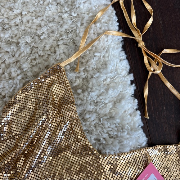 Edikted Chainmail Open Back Halter Top - Gold - Picture 4 of 4